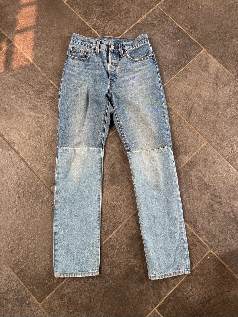 Levi's 501 150 Anniversary light wash Straight Jeans splice knee size 25 30
